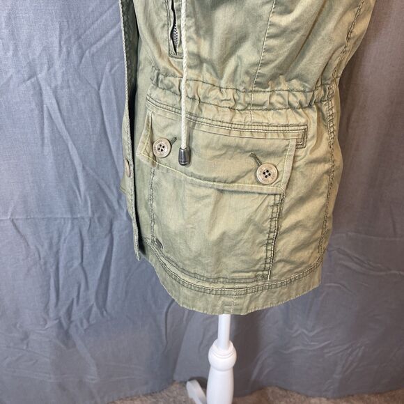 Safari Military Jacket Womens S/M Army Green Full Zip Hooded Normcore - Picture 6 of 12